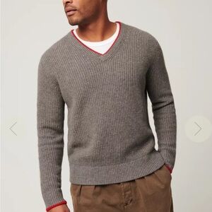 Overland Frank Cashmere Sweater Men's Gray V-Neck Sweater
